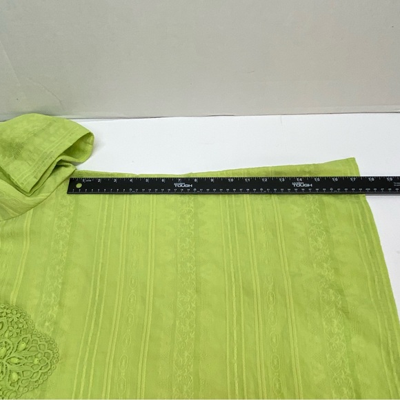 Alfred Dunner Size 14 Green Pullover Blouse 3/4 Sleeves Beads & Lace Mature Top - Picture 12 of 15